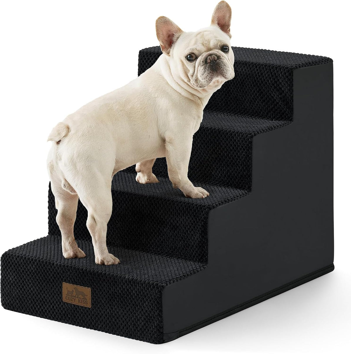 COZY KISS Dog Stairs for Small Dogs, 4 Step Pet Stairs for Beds & Couches