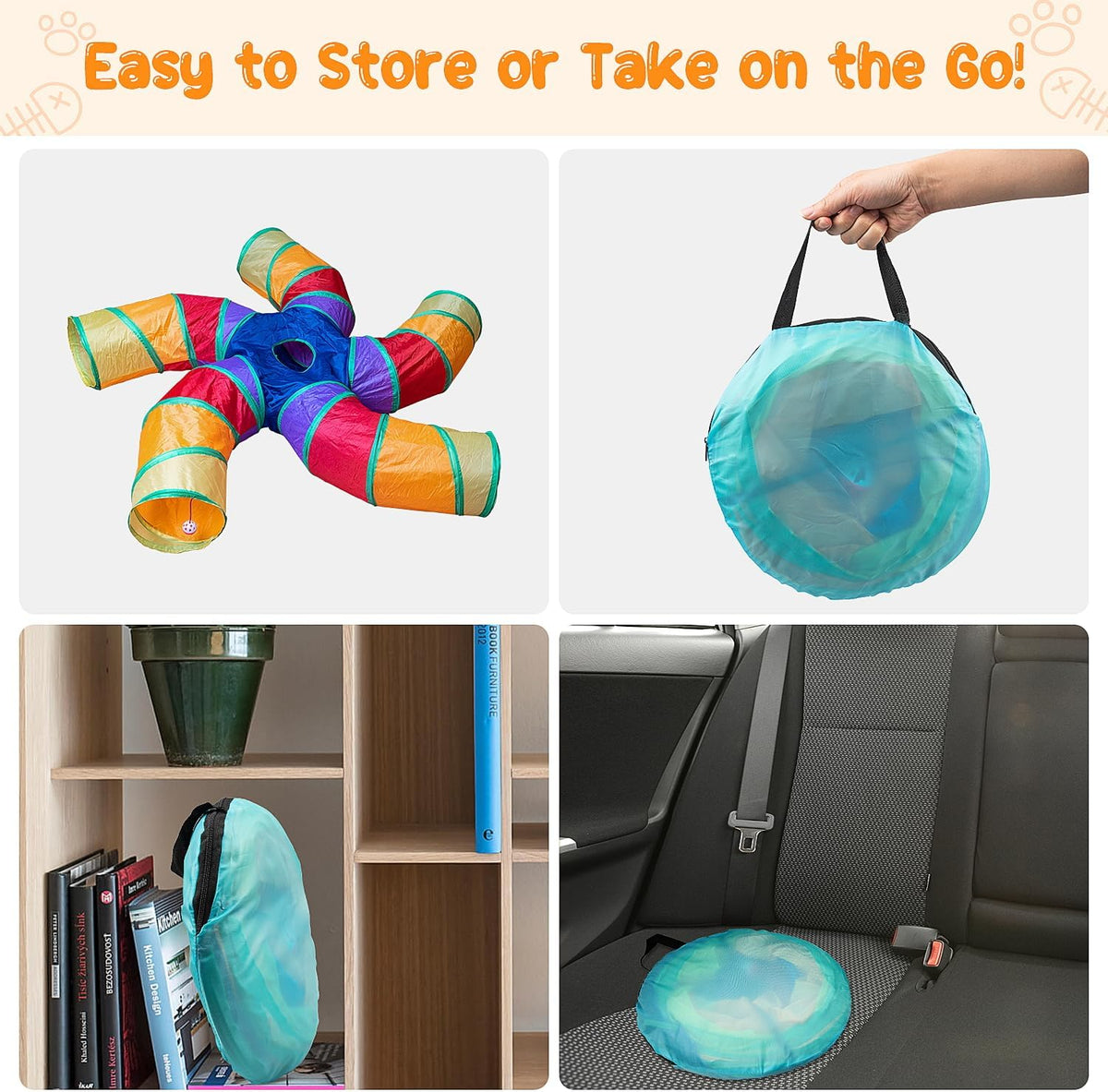Cat Tunnel for Indoor Cats, Large Collapsible Cat Tube Toys, 5-Way