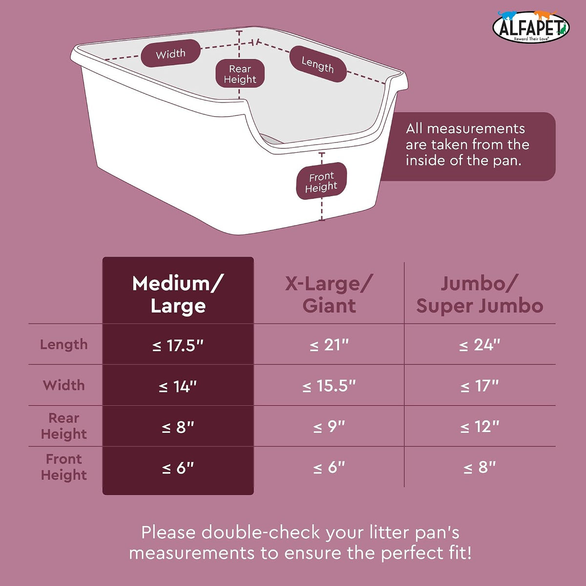 Alfapet Cat Litter Box Liners Large 12 Count - Tear-Resistant Cat Litter Bags - Waterproof Kitty Litter Liners - Fits Li