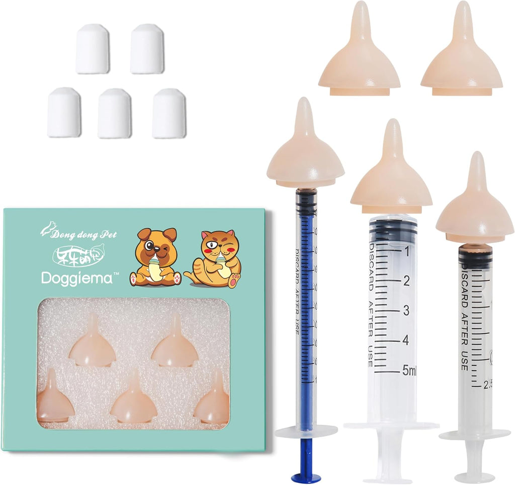 Feeding Nipple and Syringes for Puppy Kitten, Nipples Feeder Kit