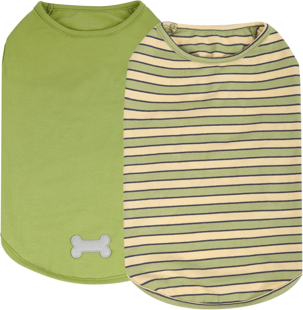 KYEESE 2Pack Cotton Dog Shirt for Small Dogs Soft Striped Tank Top