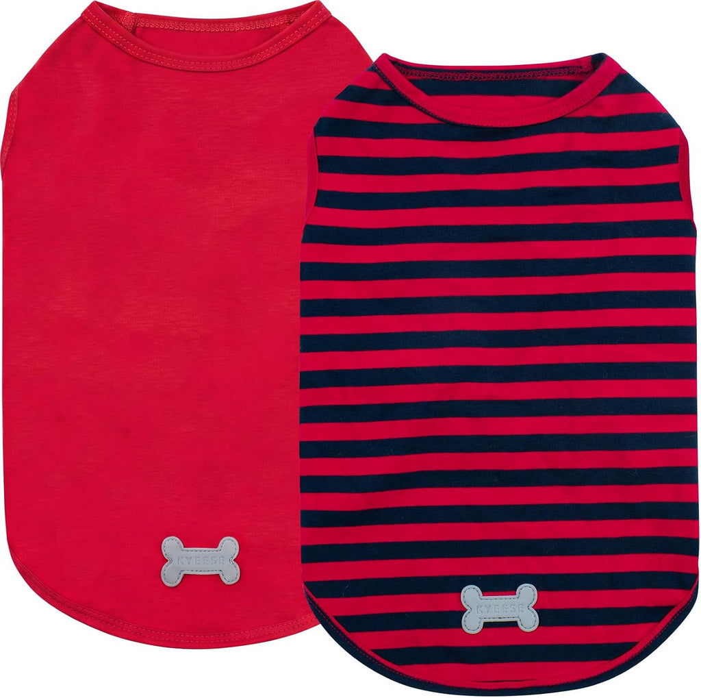 KYEESE 2Pack Cotton Dog Shirt for Small Dogs Soft Striped Tank Top