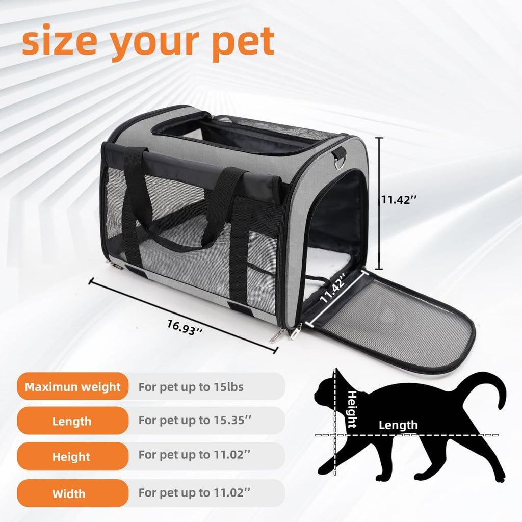 TWDEPART Cat Carrier Backpack - Multifunctional, Firm & Foldable with Roll-Up Shade, Breathable Design Includes Collapsible Bowl & Cushion (Grey)
