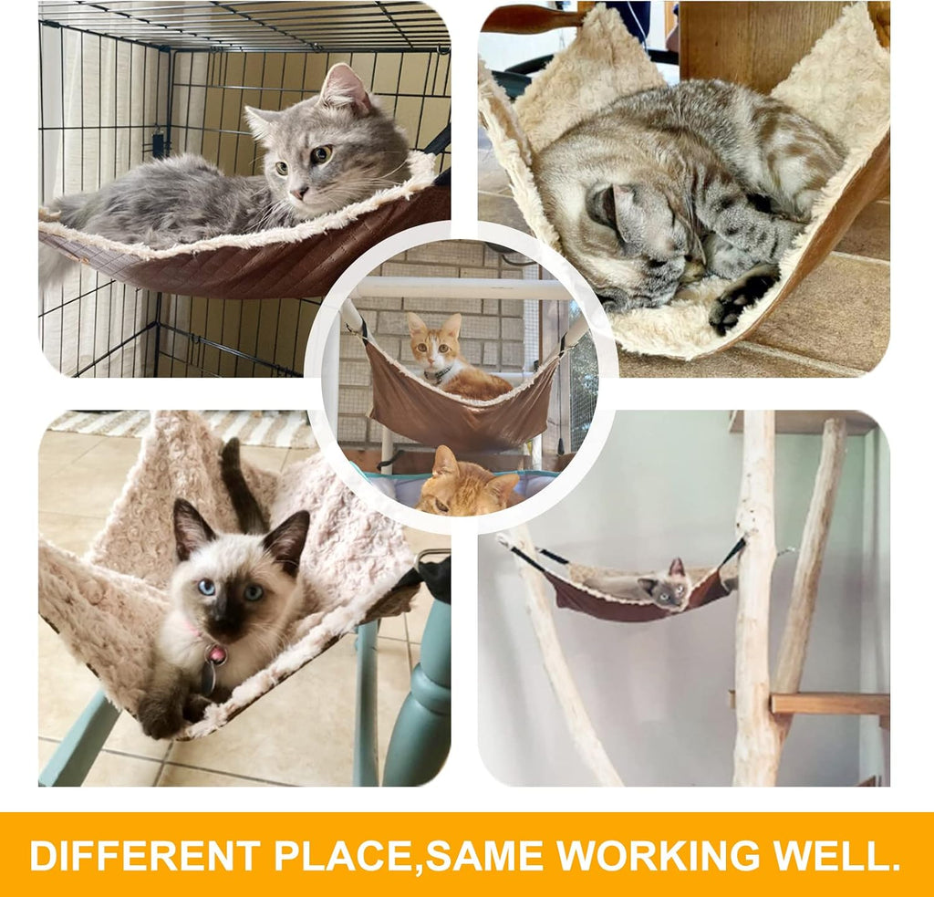 Cat Hammock Bed, Large Reversible Cat Cage Hammock Hanging Soft Pet Bed for Kitten Ferret Puppy or Small Pet