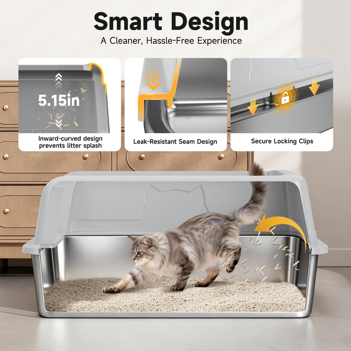 Pawfinch Steel Litter Set XL – XL Stainless Box + 30 x 24 in Mat