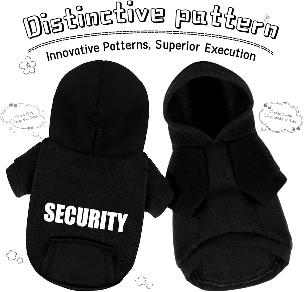 Wine Red Chihuahua Dog Hoodie: Warm and Stylish with a 'Security' Printed Sweatshirt, Cold Weather Pet Clothes, and Swea