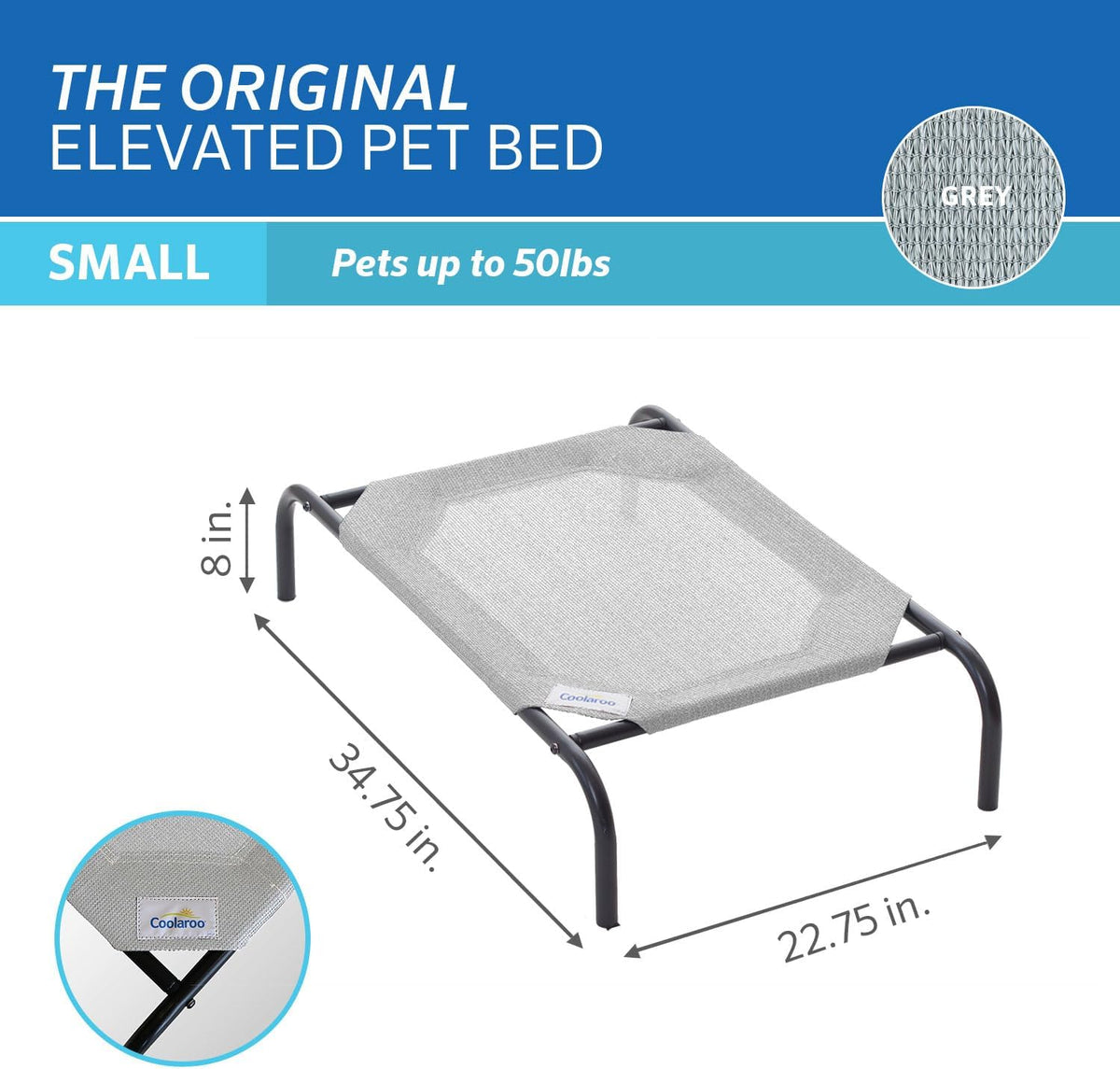 Coolaroo Original Elevated Dog Bed - Breathable Off-The-Ground Pet Bed with Cooling Fabric, Joint Relief & Moisture-Resi
