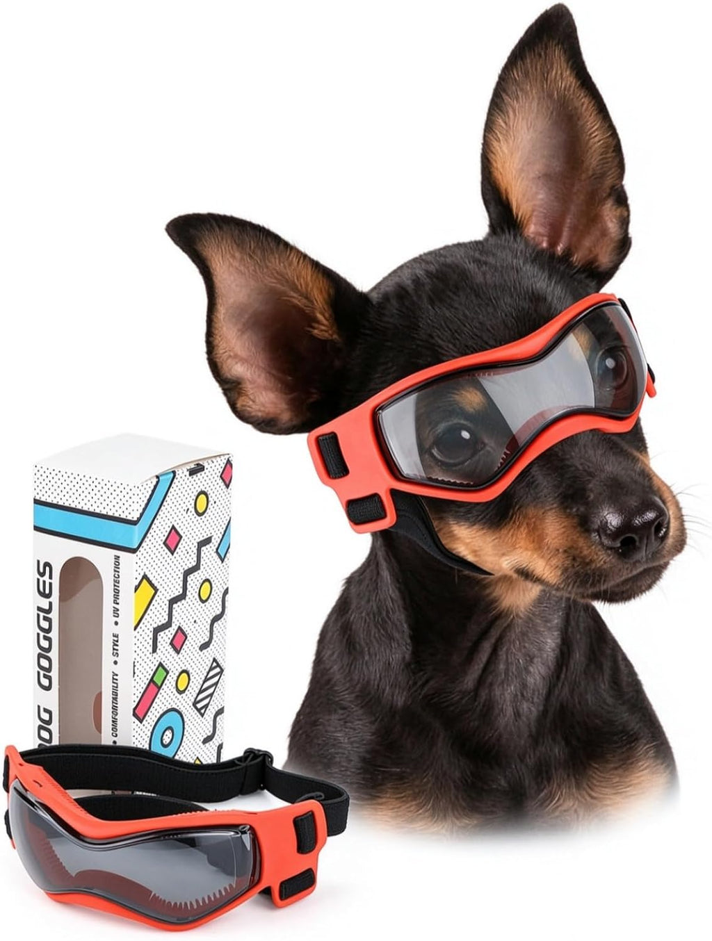 Dog Goggles Small Breed, XS Dog Sunglasses Chihuahua Glasses Anti-UV Eyes Protection for XSmall Pets Tiny Dogs Cats, Bla