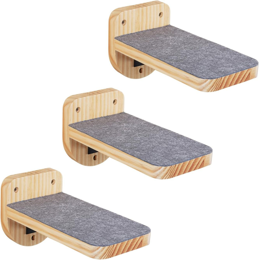 ESPETS Set of 3 Black Cat Wall Climbing Steps, Wall Mount Floating Shelves