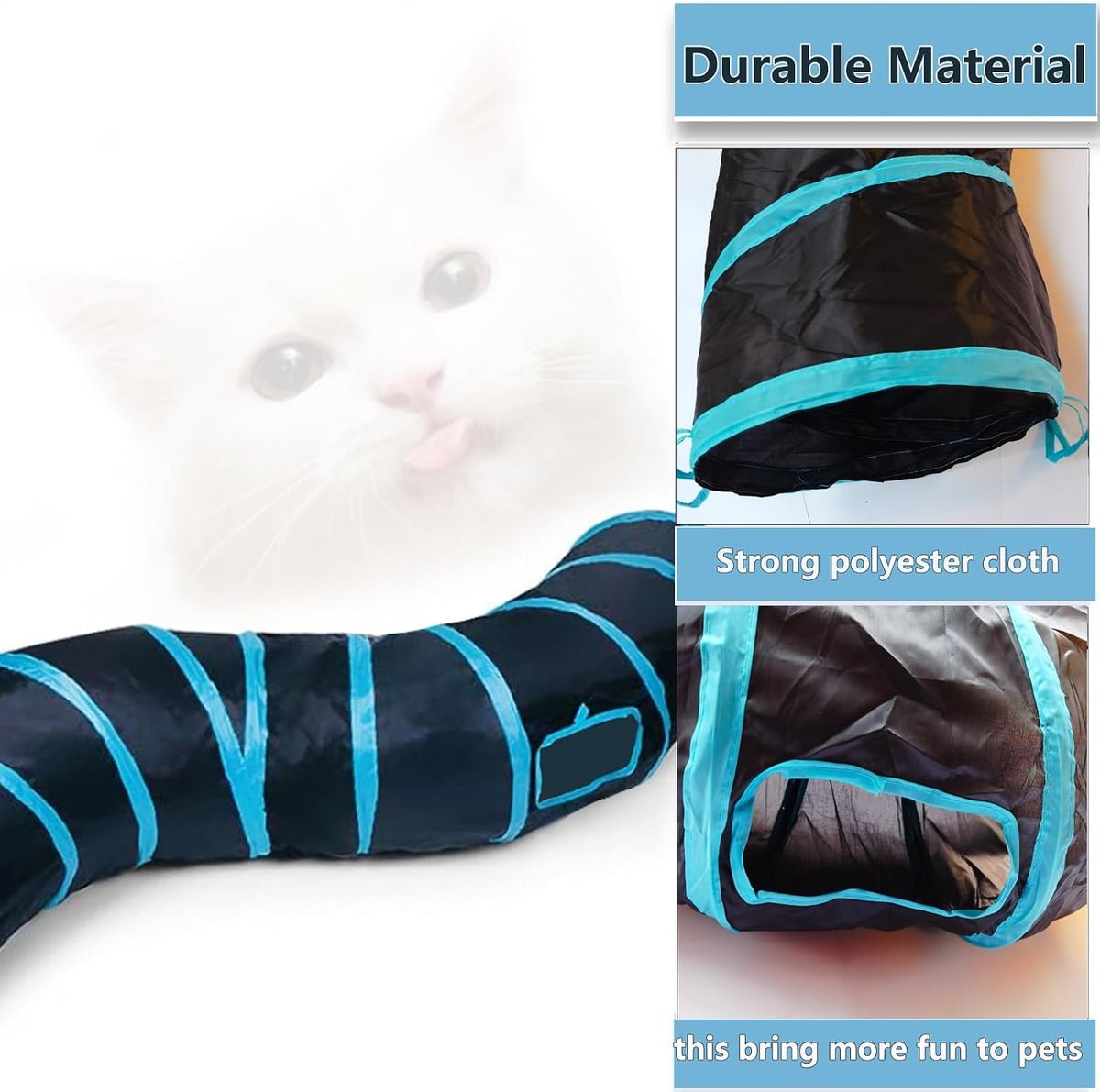 Cat Tunnel, Cat Tunnels for Indoor Cats, S-Shape Foldable Cats Cave