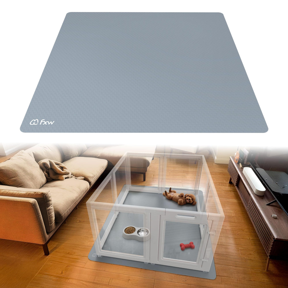 FXW Floor Protector Mat, Waterproof PVC, 47" x 47", Gray