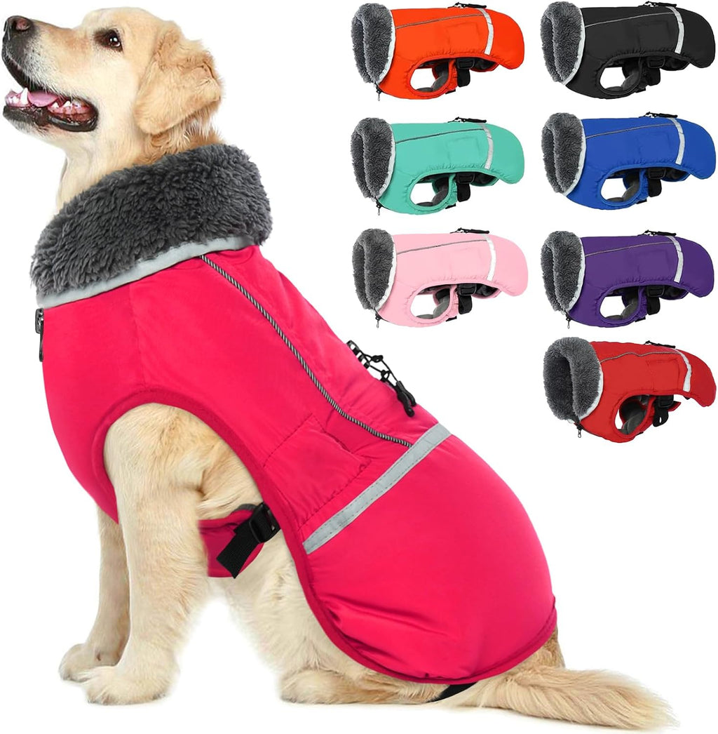 QBLEEV Warm Dog Coat, Reflective Dog Jacket, Waterproof Dogs Winter Coat