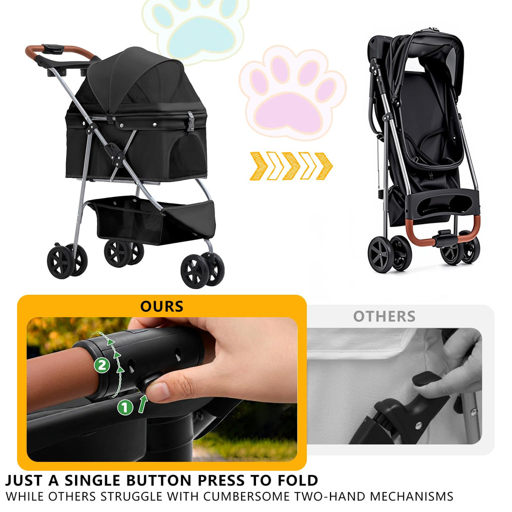 Pet Stroller for Small/Medium Dogs and Cats,Black