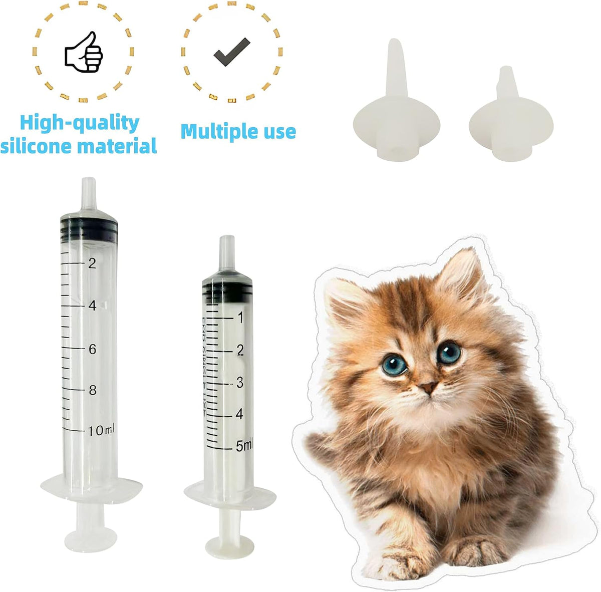 Kitten Nipples for Feeding Puppy Bottle with Nipple and Syringe