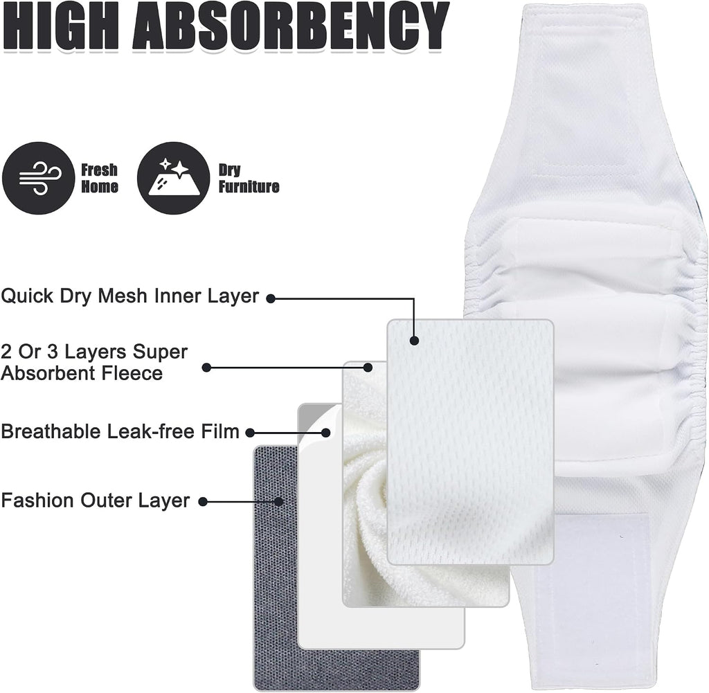 Wegreeco Washable Male Dog Belly Band - Pack of 3 - Washable Male Dog Belly Wrap, Small Doggie Dog Diapers Male for Dogg