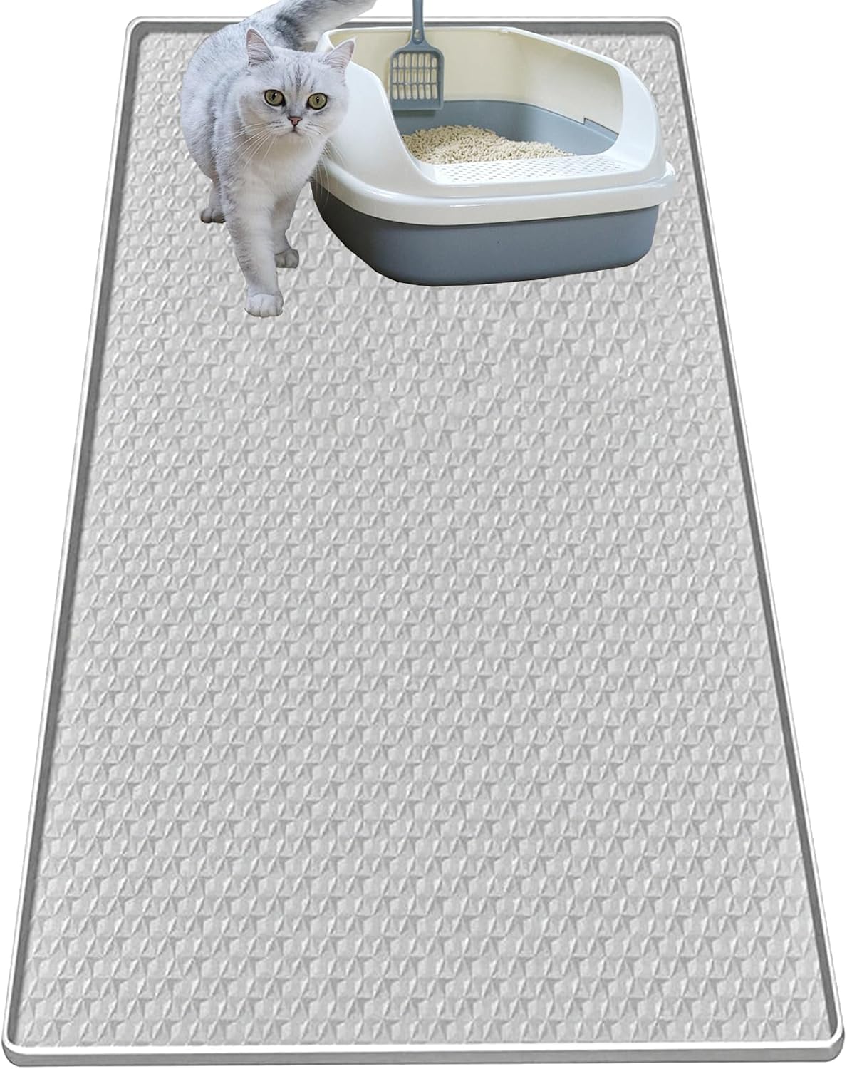 Cat Litter Mat for Litter Box, Silicone Large Cat Litter Trapping Mat - 34x22 in, Waterproof & Non-Slip, Durable & Easy 