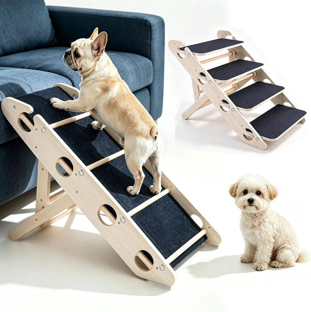 Foldable Dog Stairs for Bed, 4-Step Pet Stairs for Large Dogs