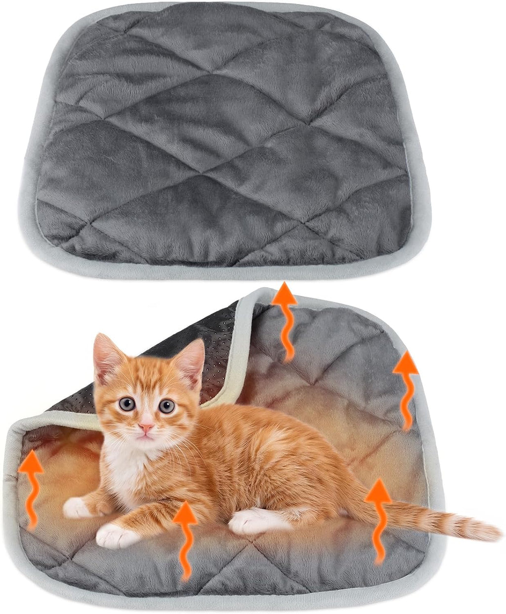 2 Pack Self Warming Cat Bed Thermal Pet Mat, Gray, 18 x 24 Inches