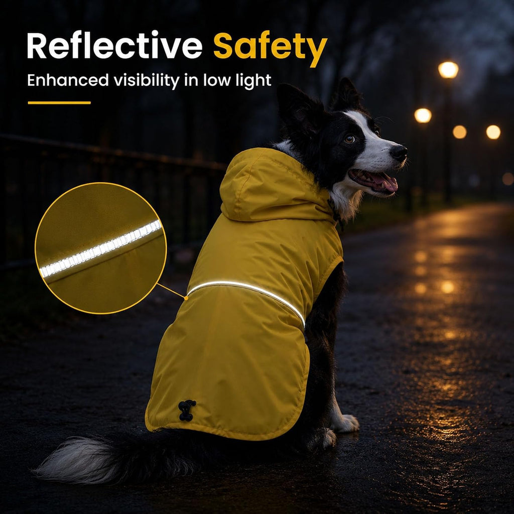 Morezi Dog Raincoat, Waterproof Dog Rain Jacket with Hood & Reflective Rim