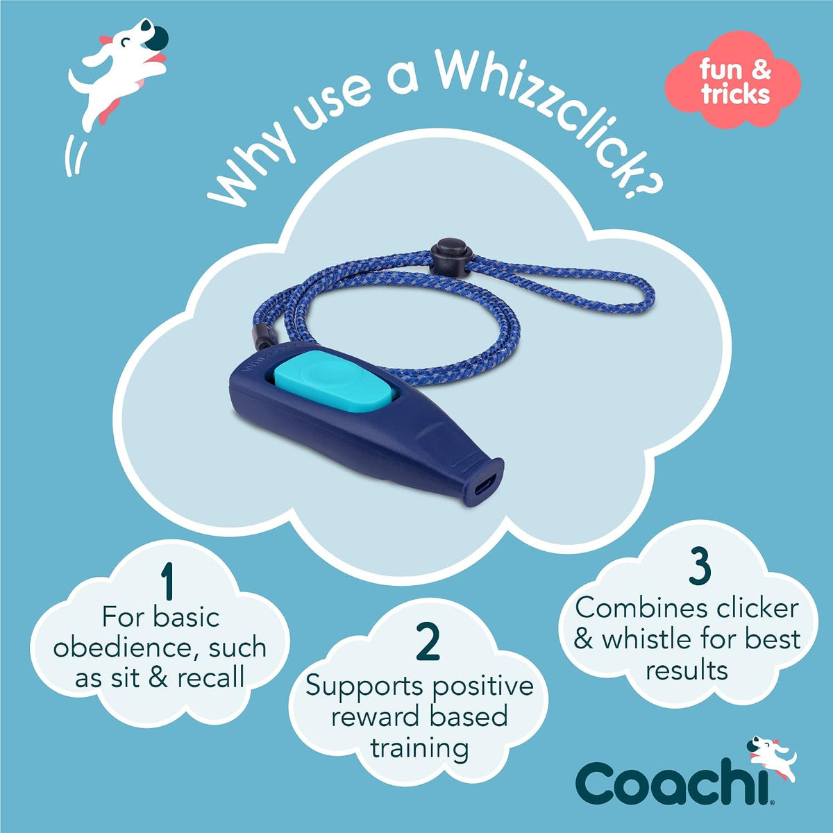 Company of Animals Coachi Whizzclick | Navy/Light Blue Button