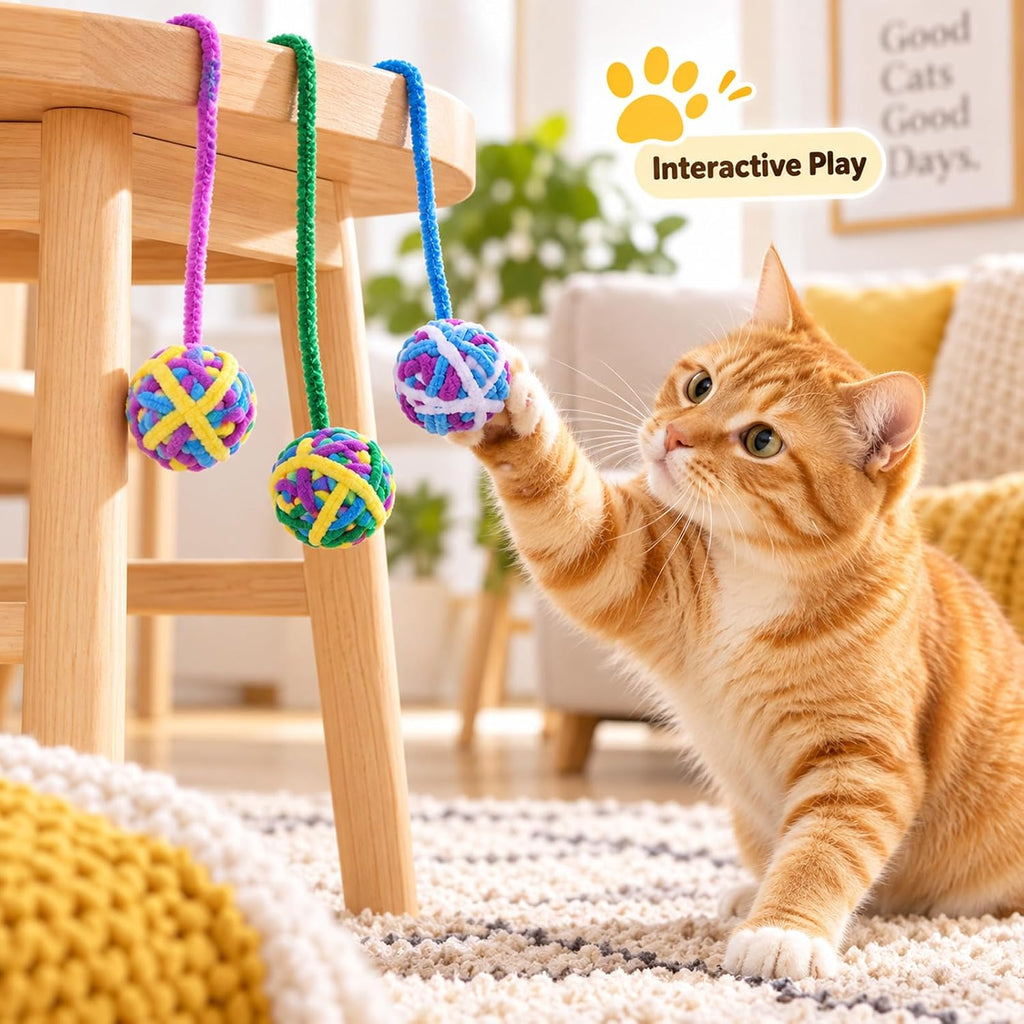 10Pcs Hanging Cat Toys 1.65 in Cat String Toys for Indoor Cats with Bell