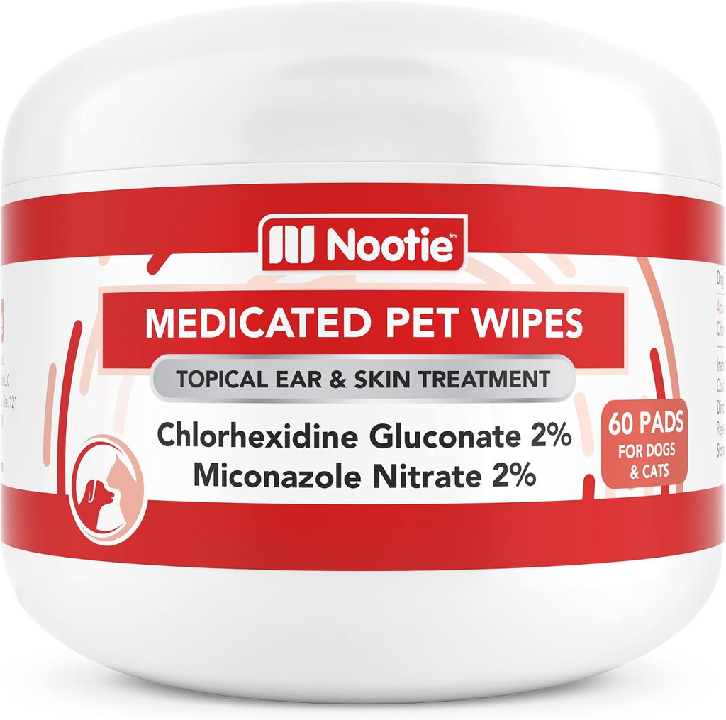 Nootie Medicated Dog Wipes, 2% Chlorhexidine and 2% Miconazole Formulated Pet Wipes for Dogs and Cats - 5"x 6" Size XL W