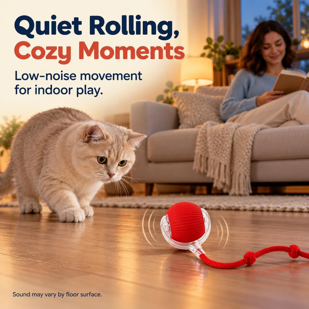 Interactive Cat Toys Balls, Interactive Rolling Dog Ball，Red