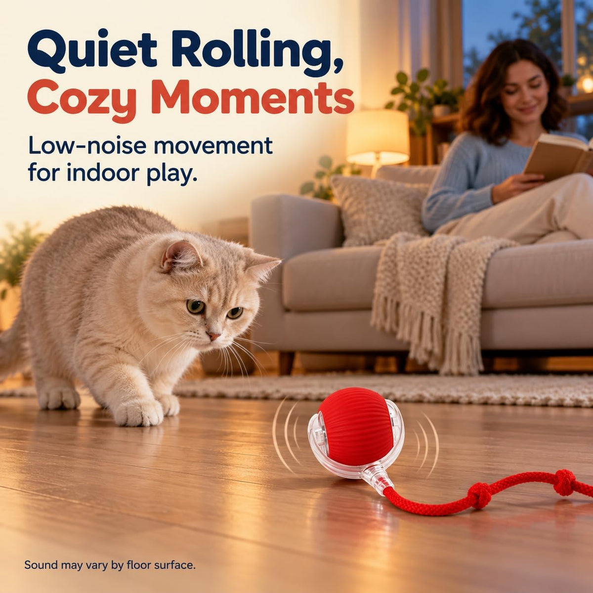 Interactive Cat Toys Balls, Interactive Rolling Dog Ball，Red