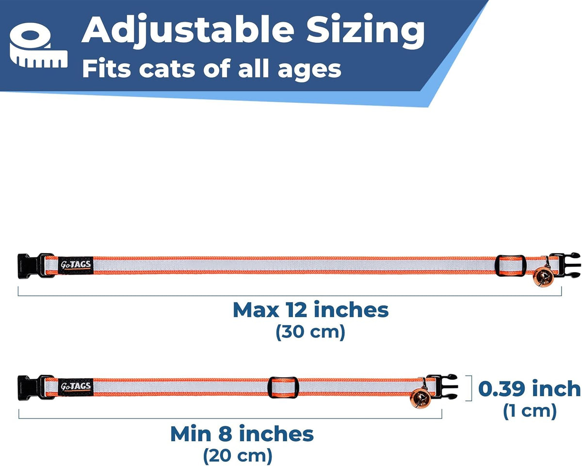 GoTags AirTag Cat Collar Personalized, Reflective Collar with AirTag Holder