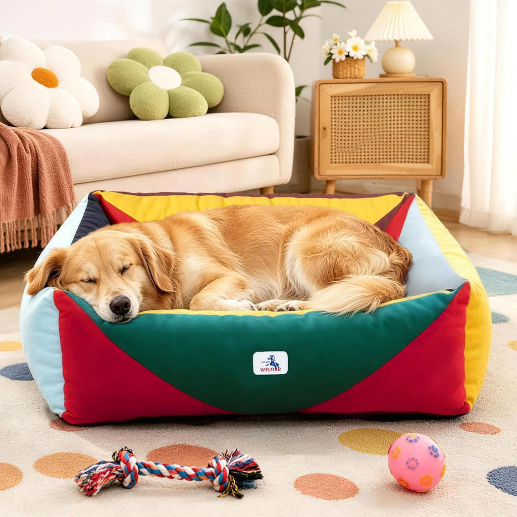 Cotton Canvas Dog Bed(290gsm Thick), 24"x20"x8" Washable Waterproof