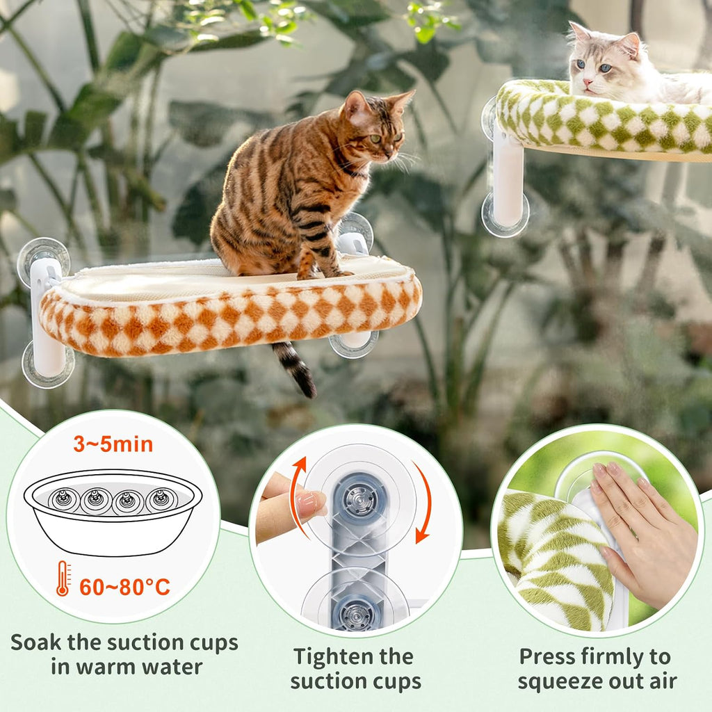 Sunhoo Foldable Cat Window Perch, Large Suction Cup Kitty Hammock, Green