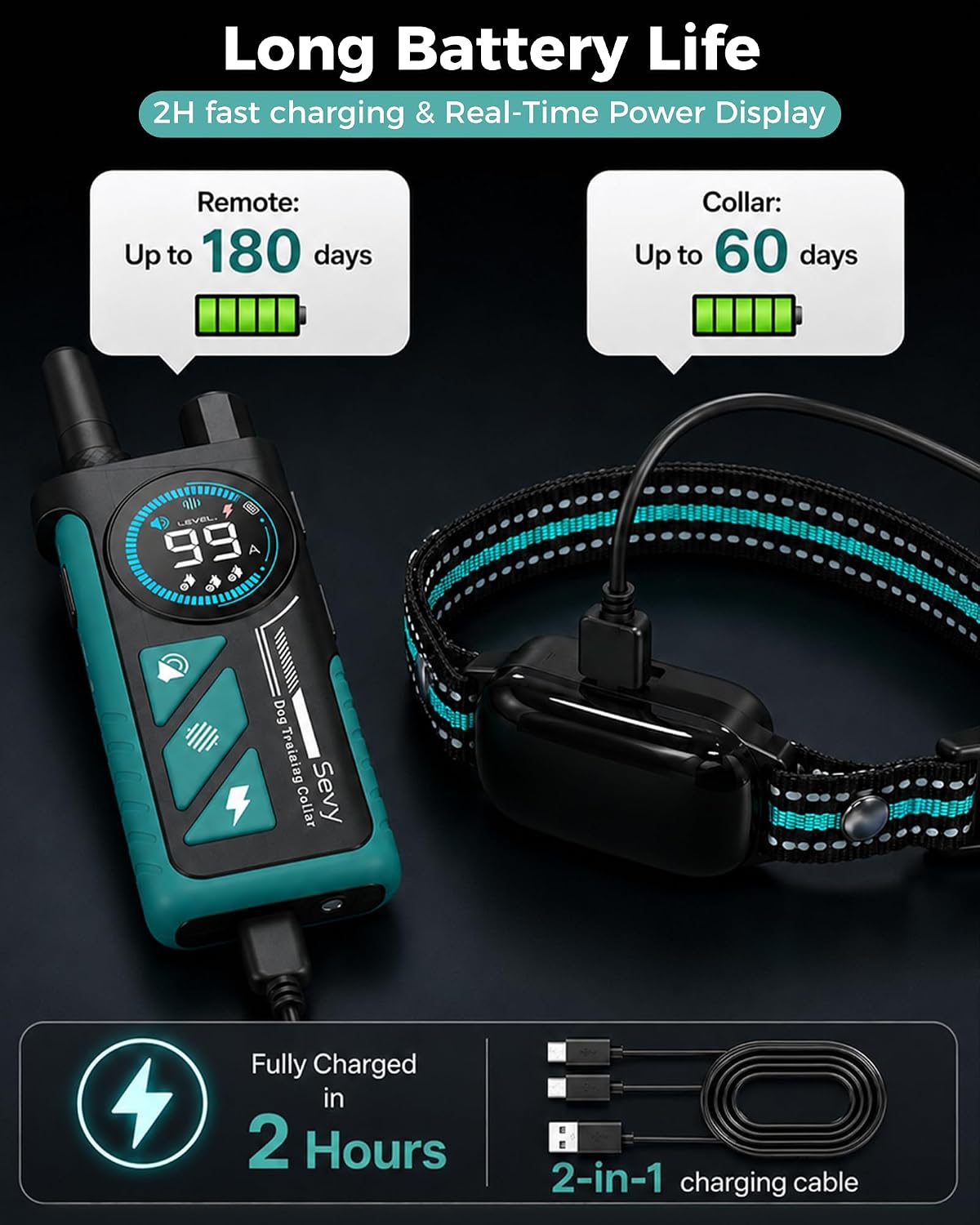 Sevy Buzzy 2-in-1 Dog Bark Collar & Dog Shock Collar with Remote for 2 Dogs