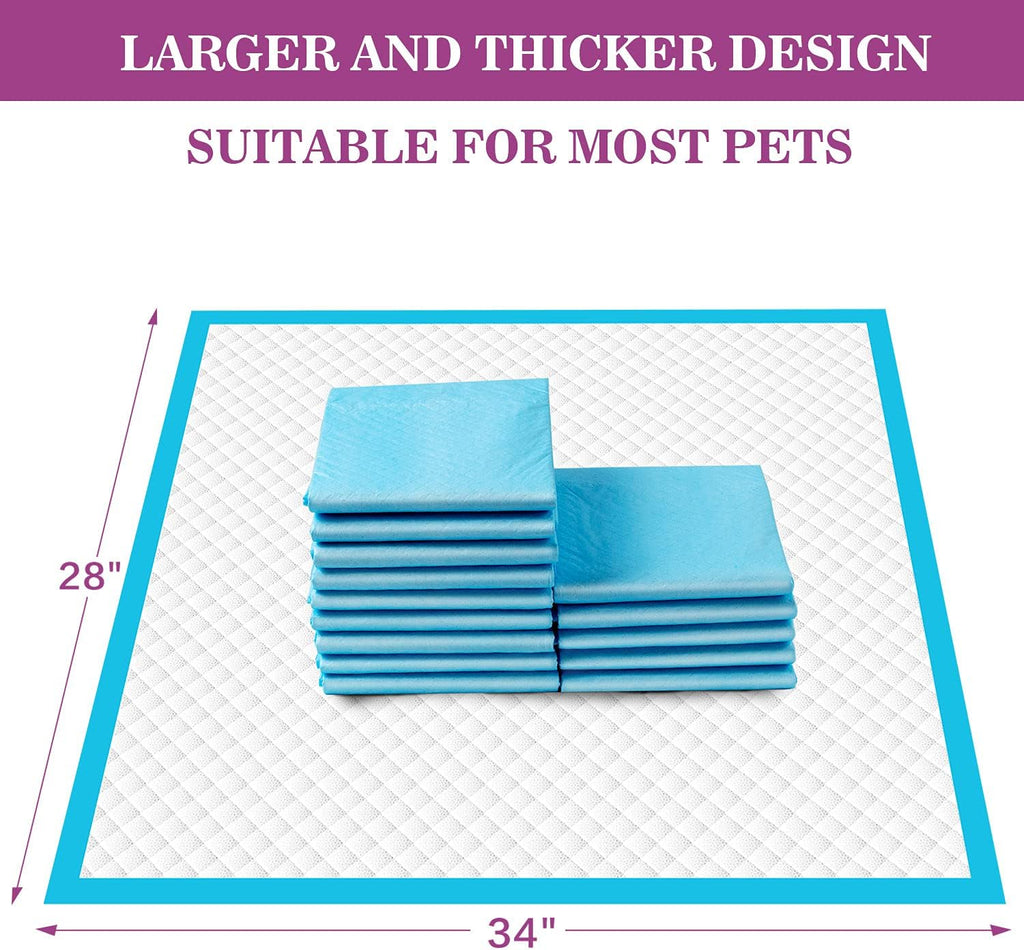 Dog Pee Pads Extra Large 28"x34", X-Large Training Puppy Pee Pads Super Absorbent & Leak-Proof, XL Disposable Pet Piddle