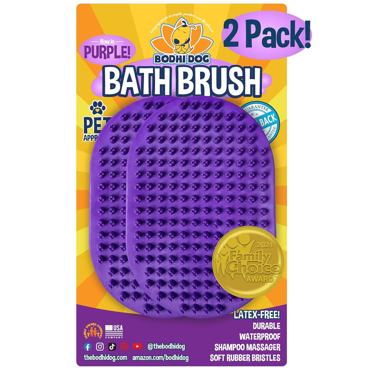 Bodhi Dog Shampoo Brush - Pet Grooming & Bath Supplies for Dogs and Cats - Bath Brush for Long & Short Hair - Premium Sc