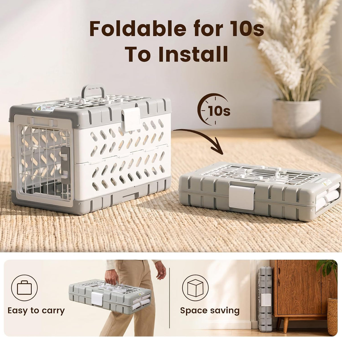 Collapsible Pet Crate for Small Dogs & Cat - 23" L Foldable Pet Carrier