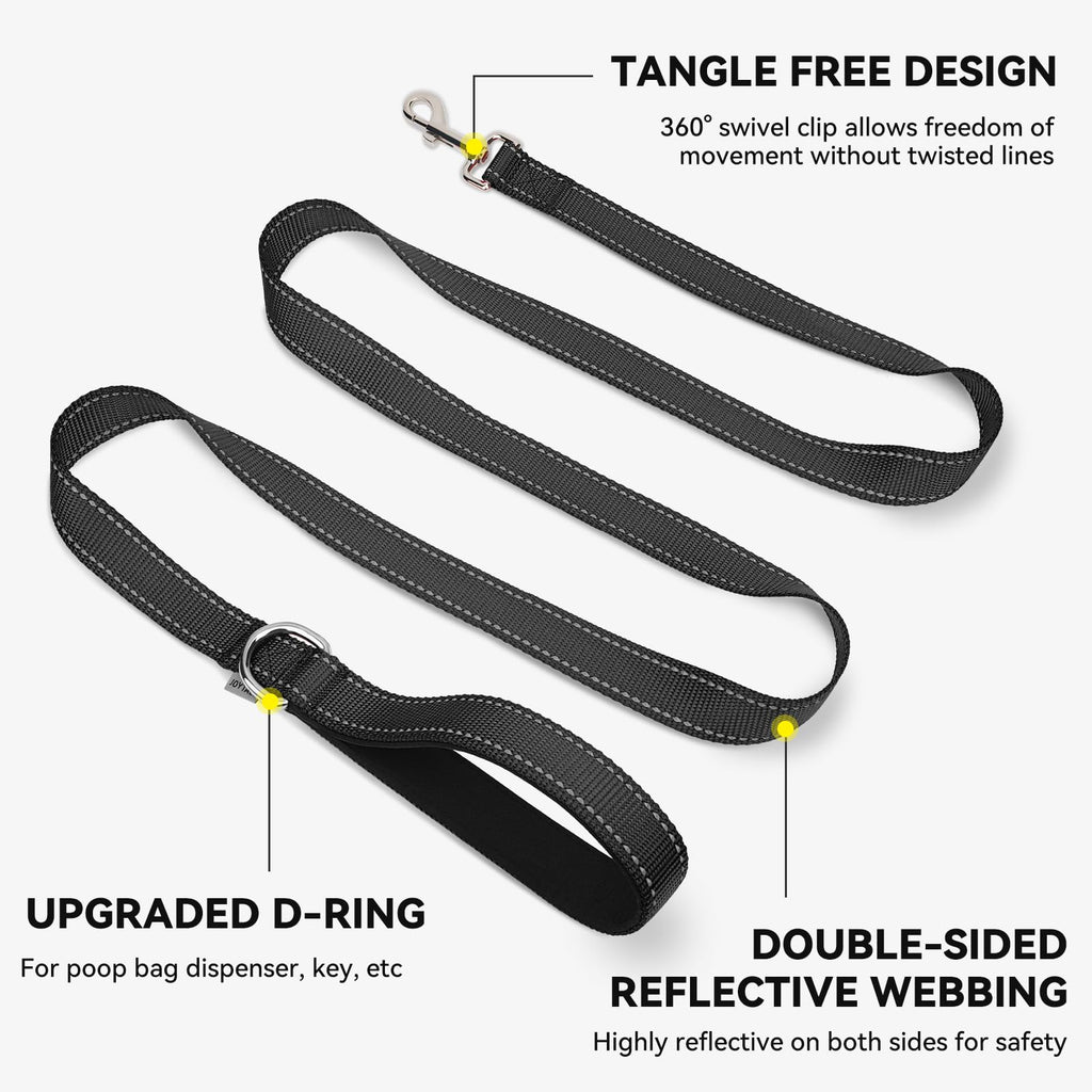 Joytale Reflective Dog Leash for Medium & Large Dogs, 6 FT x 1", Black