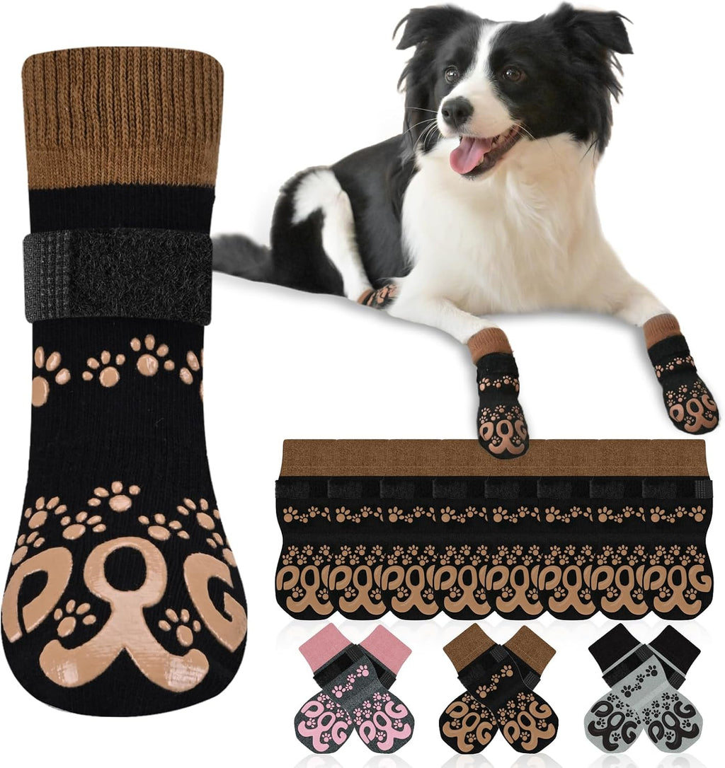 Dog Socks for Hardwood Floors Anti Slip - Double Side Dogs Booties to Prevent Licking, Hot Pavement Paw Protectors, No T