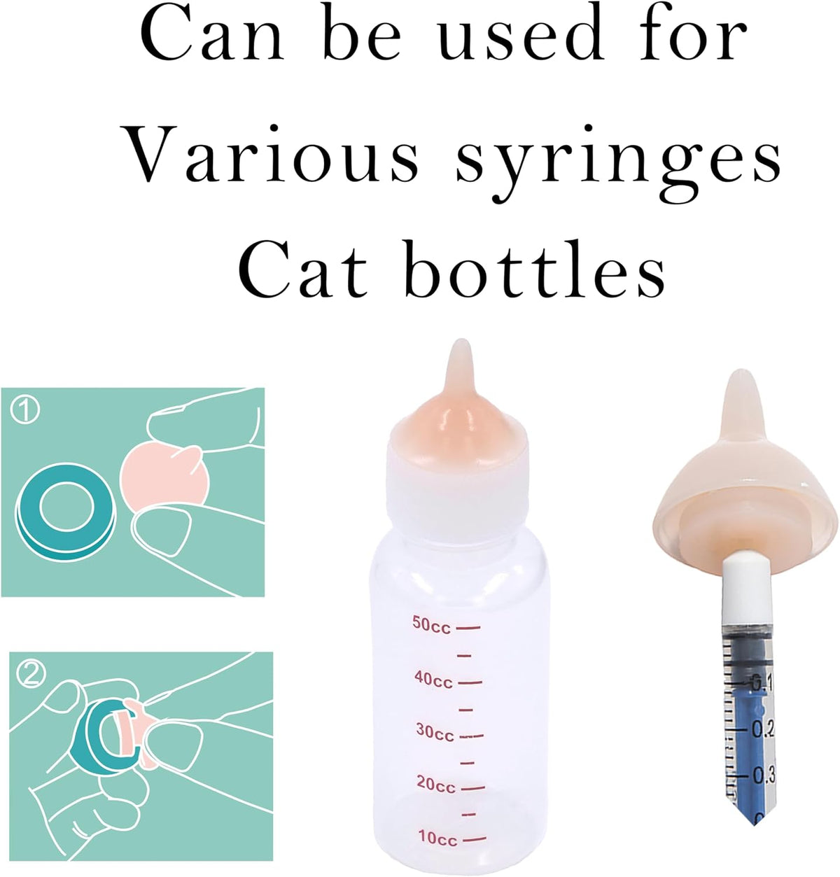 Feeding Nipple and Syringes for Puppy Kitten, Nipples Feeder Kit