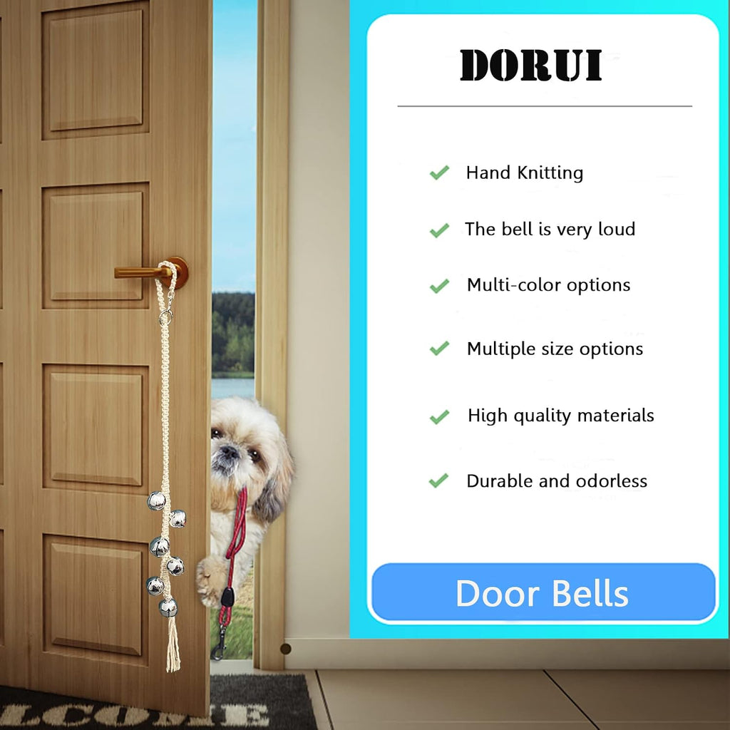 Dog Hanging Doorbells| 6 Extra Loud Dog Potty Training Bells| Adjustable Durable Braided Rope Door Bell for Dogs to Ring