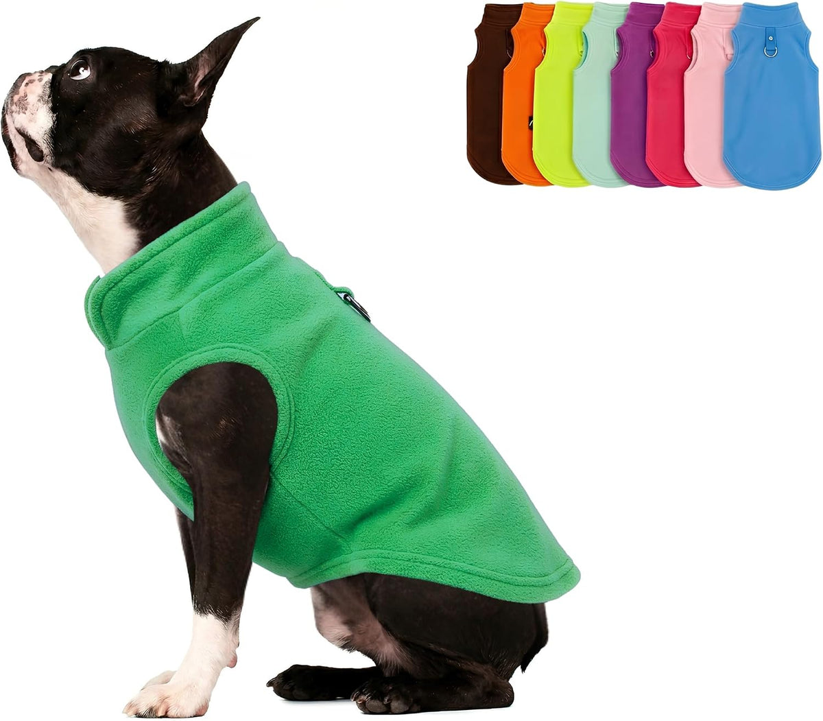 Dog Fleece Vest Sweater with Leash Ring, Purple Medium (6-10lbs)