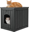 Outdoor Cat House Weatherproof, Resin Cat Houses for Outdoor Indoor Cats, Cat Box Enclosure, Cat Bed Easy to Assemble & 