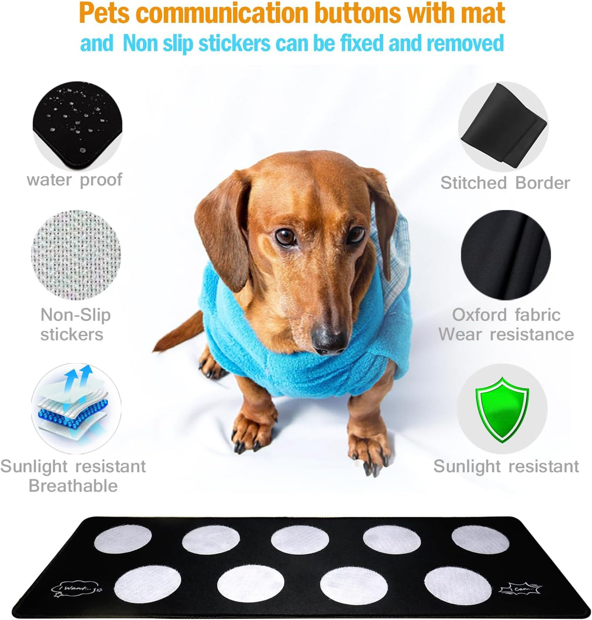 Dog Buttons for Communication, 9pcs Recordable Talking Buttons Set