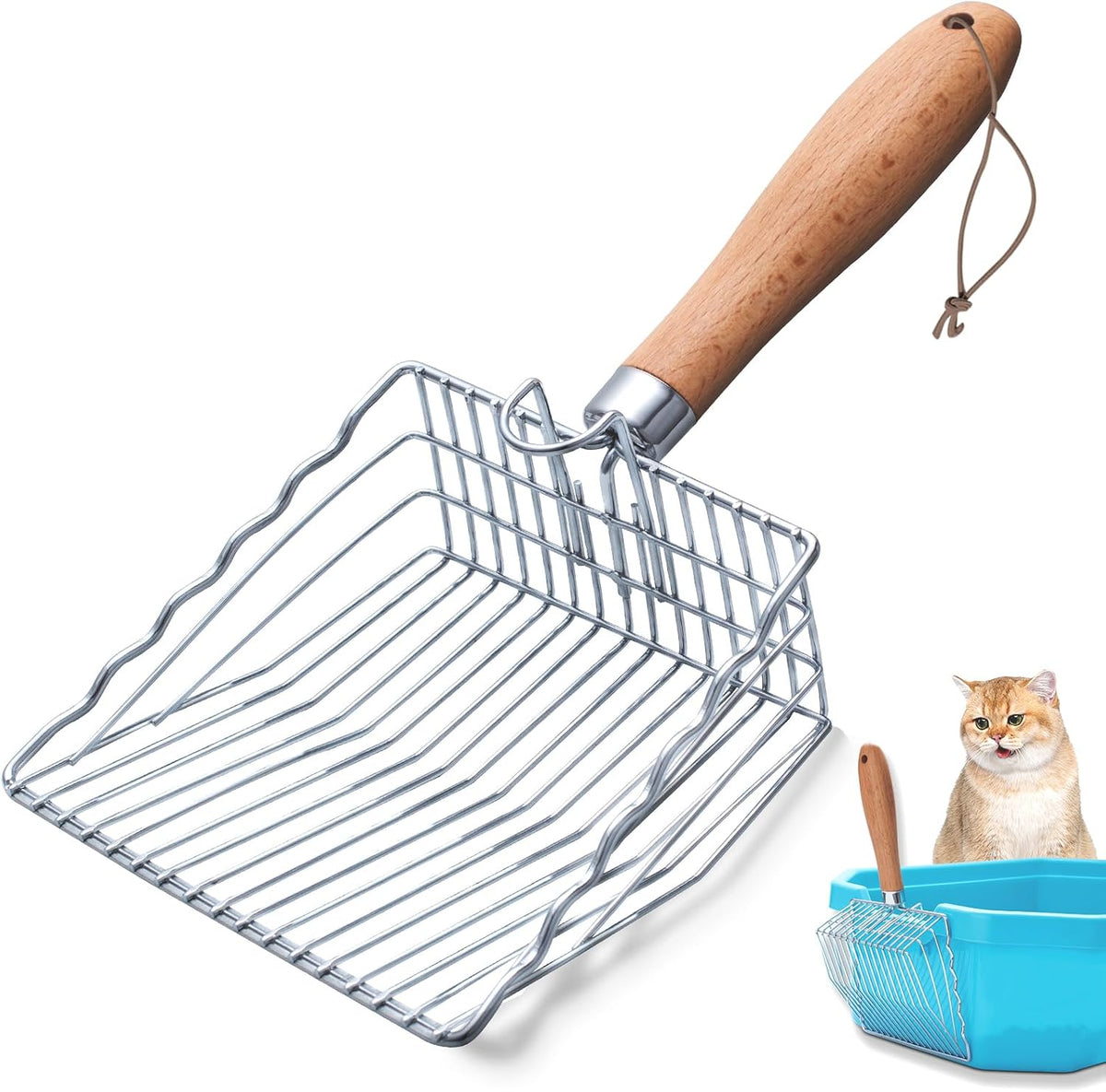 Metal Cat Litter Scoop, Heavy Duty Kitty Litter Sifter Scooper, Short