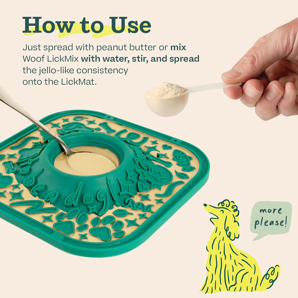 Woof LickMat, Slow Feeder Mat for Dogs, Green