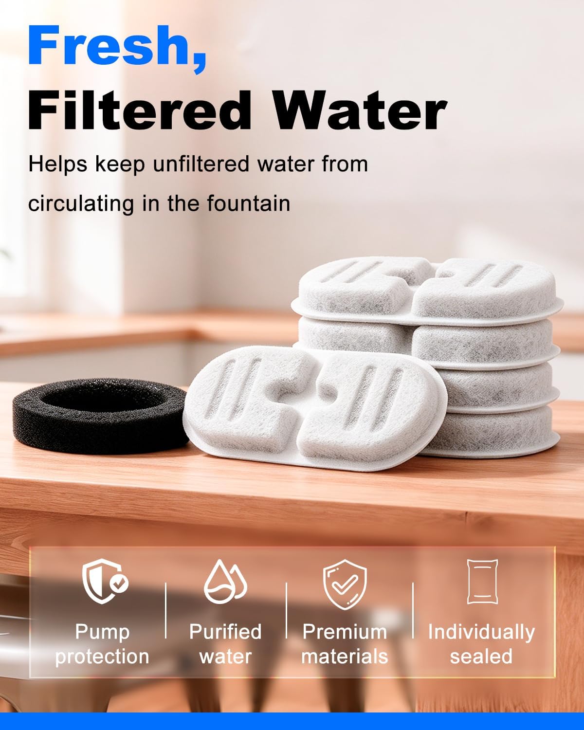 6+6-Pack Cat Water Fountain Filter Compatible with FEELNEEDY FN-W22/FN-W22X
