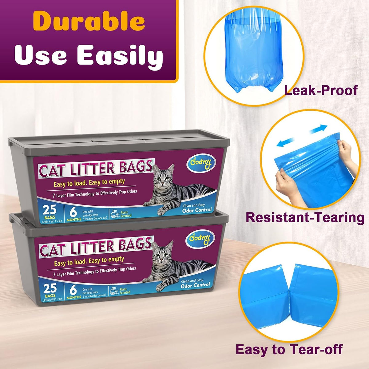 Cat Litter Refill Bags Compatible with Genie Easy Roll Litter Bin