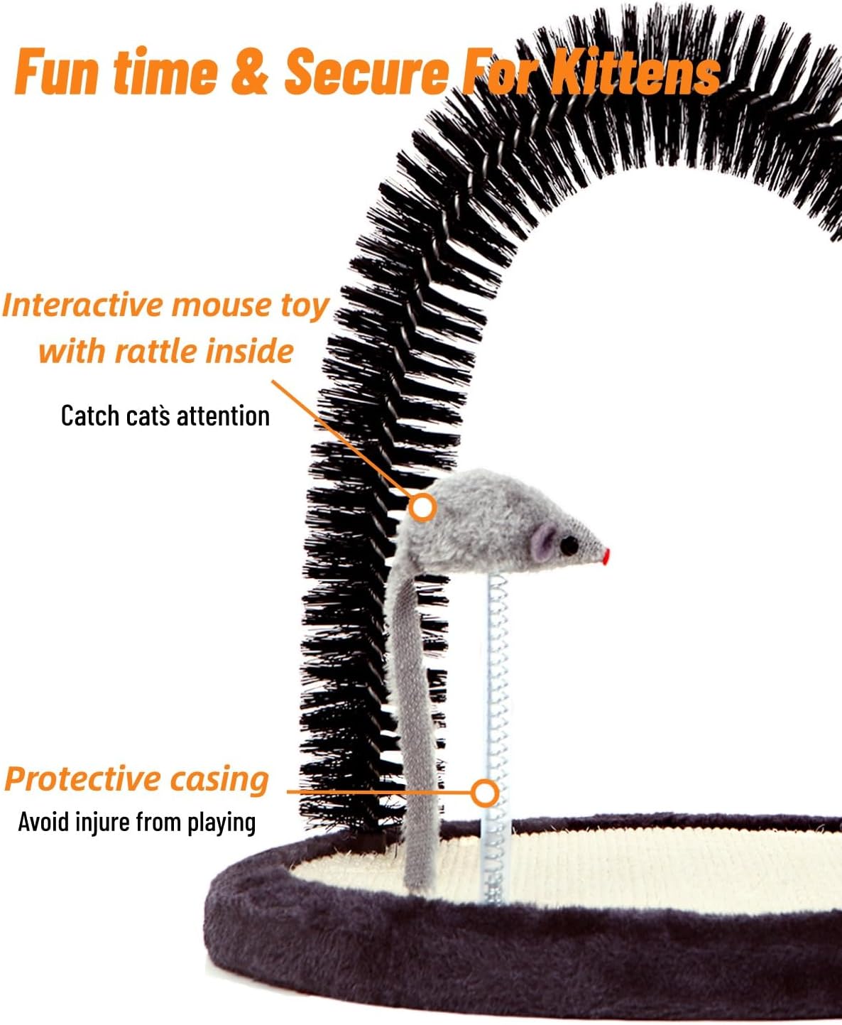 Large Cat Self Groomer, Heavy Woven Sisal Pad with Mouse Toy