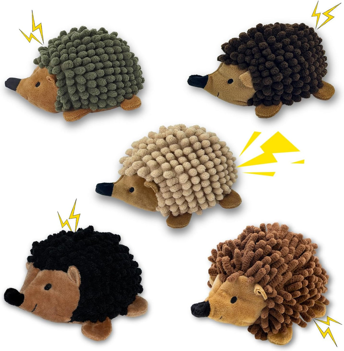 2-in-1 No-Stuffing Hedgehog Dog Toys 3 PCS, Squeaky Ball for Throwing Play