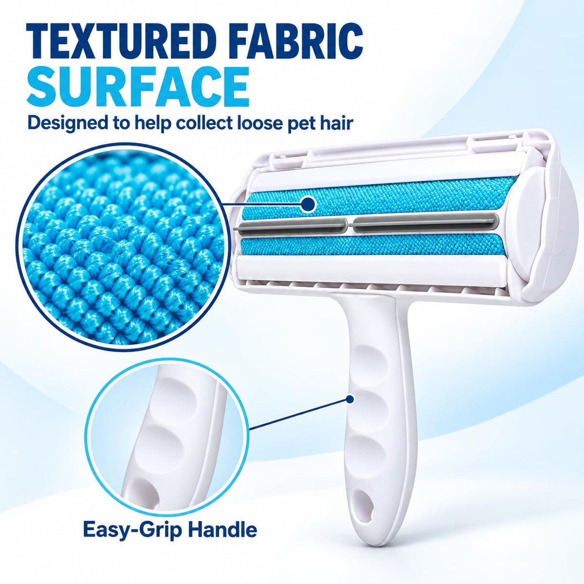 Pet Hair Remover Brush for Cats and Dogs, Reusable Grooming Tool for Loose Fur, Shedding and Everyday Coat Care, Blue, 1