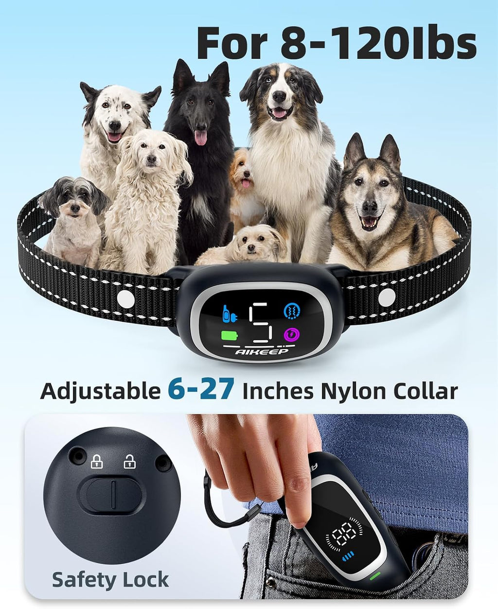 2-in-1 Dog Shock Collar and Bark Collar for Dogs – 3300FT Dog Training Collar with Remote, IP67 Waterproof e Collar with